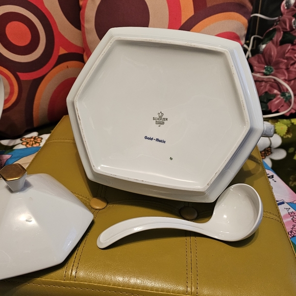 Vintage Scherzer Gold-Matic Hexagonal Soup Tureen & Ladle - Picture 3 of 5